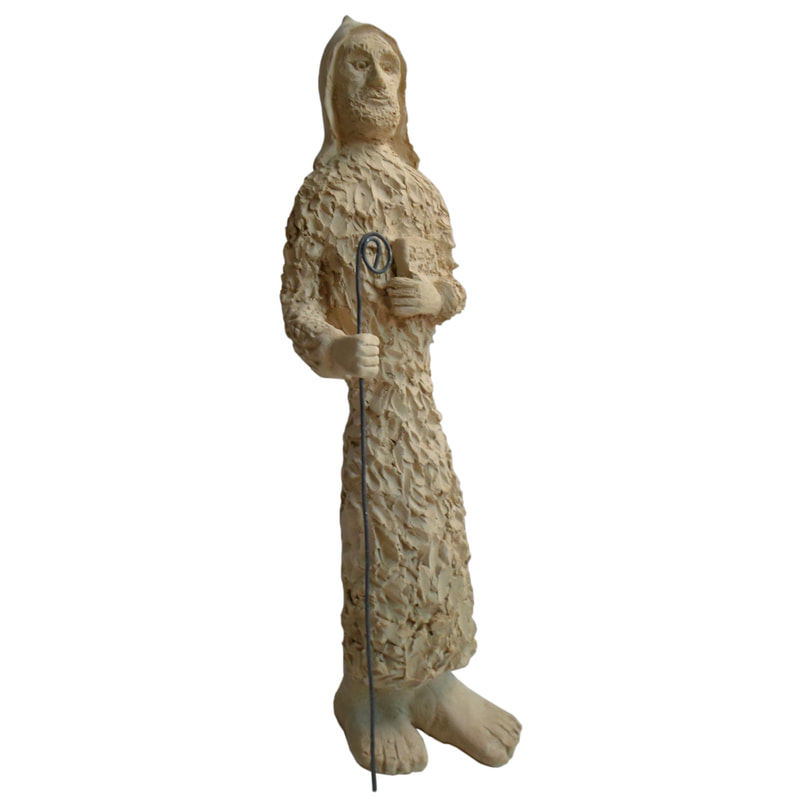 Ton-Plastik Franz von Assisi Figur Skulptur